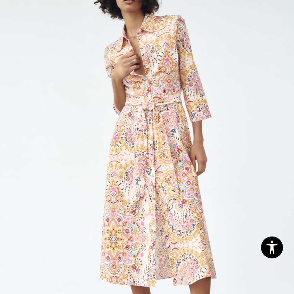 NWT Zara printed shirt dress XS